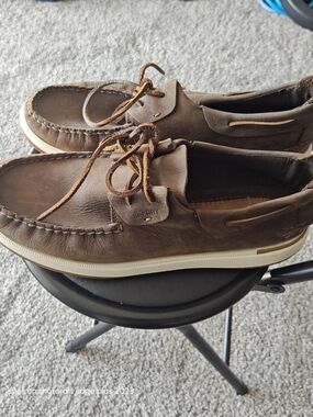 Sperry Brown Leather Boat Shoes - Classic Lace-Up Deck Shoe Casual Size 12